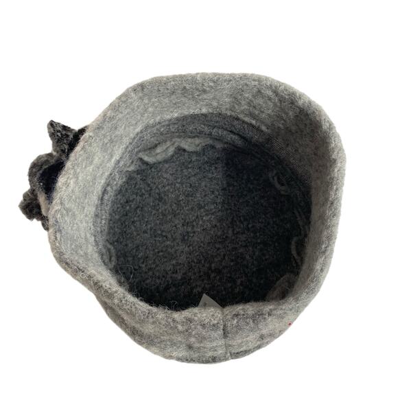 LaFenice Cloche Wool Blend Hat Grey Flower Italy Artsy Boho Cottagecore Cosplay - Picture 10 of 12